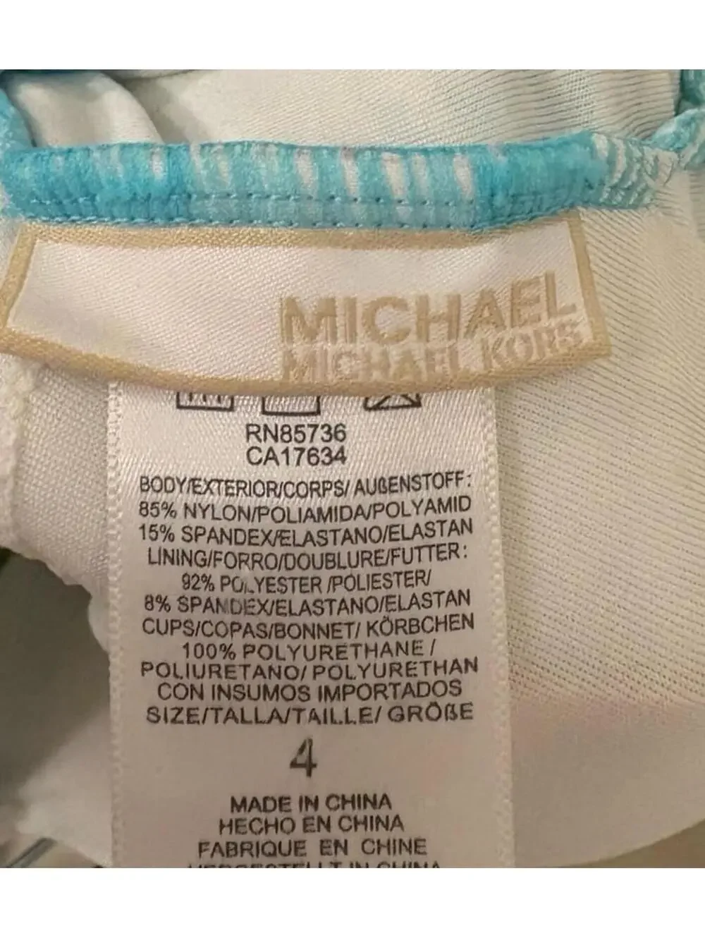 Michael Michael Kors Cutout Halter One Piece Swimsuit Size 4 Blue White